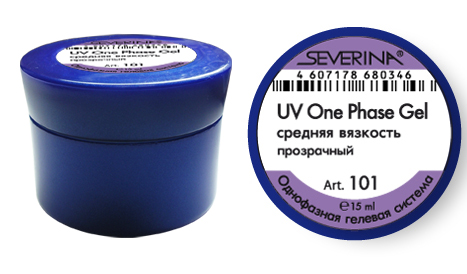 Однофазный прозрачный гель UV One Phase Gel, средней вязкости "Severina", 15 мл фото 1