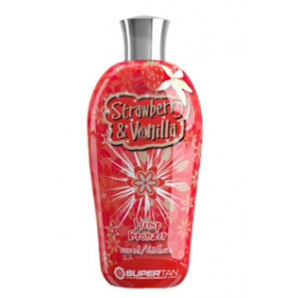 Косметика для загара SUPER TAN STRAWBERRY & VANILLA Бронзатор с экстрактом из конопли 200 мл фото 2