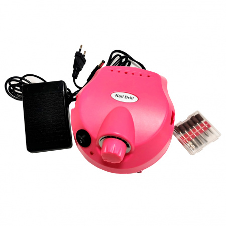Машинка для маникюра и педикюра с педалью Nail drll zs-604, 45000 об/мин, розовая фото 2