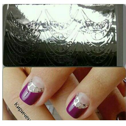 Виниловые наклейки для лунного маникюра Nail Art Vinyls Sticker "Бусы серебро" фото 1